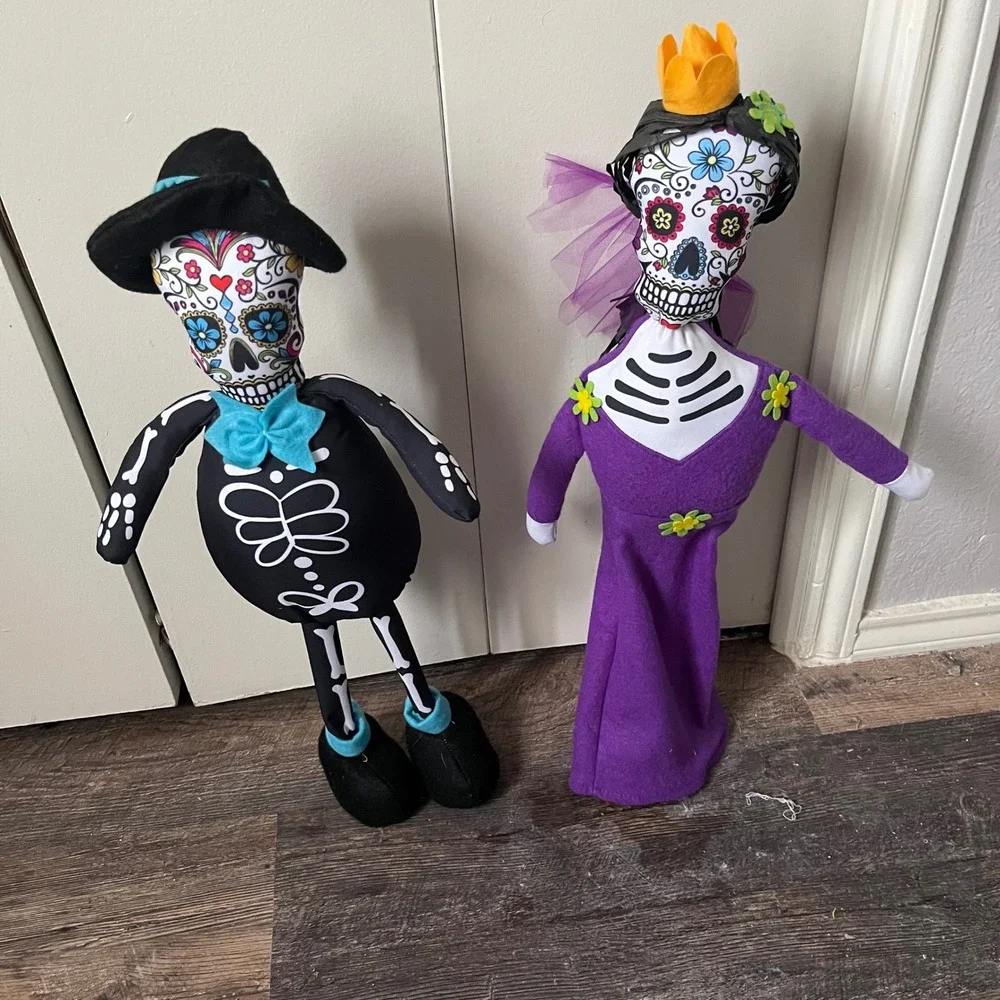 Day of the Dead Skeleton Couple‎ Plush Dolls Halloween Decor